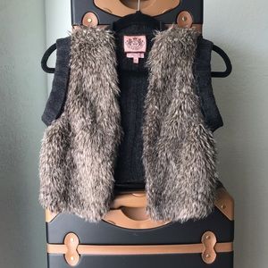 Juicy Couture Faux Fur Cashmere Wool Sweater Cropped Vest P